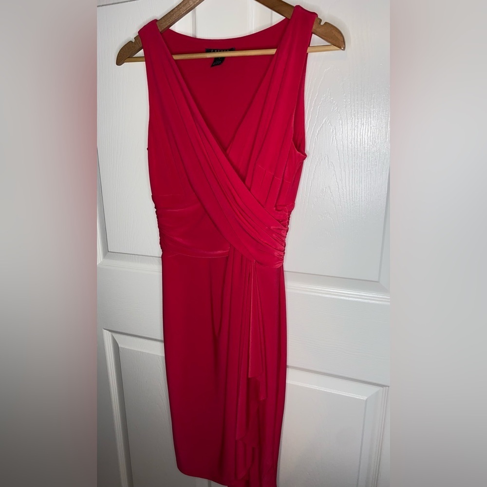 Lauren Ralph Lauren Red Sleeveless Dress | Size 6 | Elegant Formal Classic - Picture 4 of 10